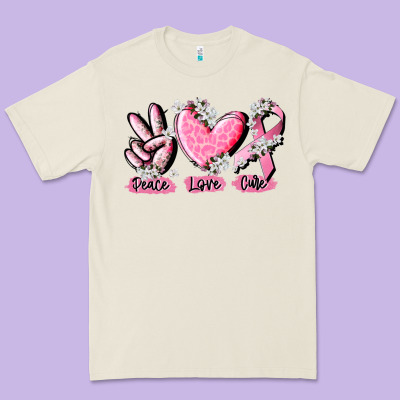 Peace Love Cure Breast Cancer Premium Tee Designed By Cowgirlartshop