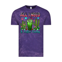 Cloud Purple All I Need Is Coffee Cactus Frappe Vintage Tee - FaDigitalArtStudio