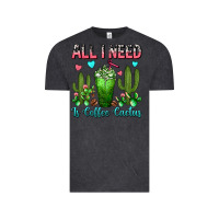Vintage Black All I Need Is Coffee Cactus Frappe Vintage Tee - FaDigitalArtStudio
