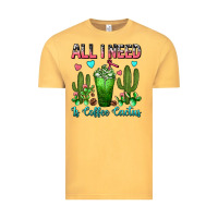 Vintage Mustard All I Need Is Coffee Cactus Frappe Vintage Tee - FaDigitalArtStudio