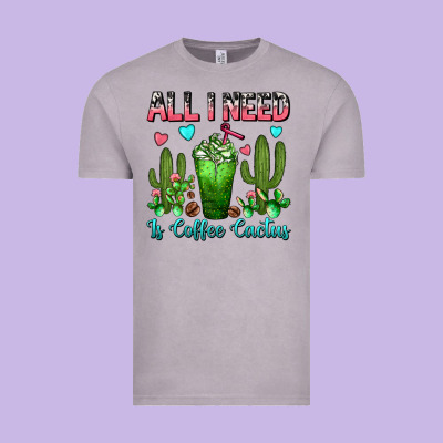 All I Need Is Coffee Cactus Frappe Vintage Tee Designed By Fadigitalartstudio
