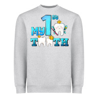 Heather Grey my first tooth with teeth Heavyweight Sweatshirt - AdoDesignShop