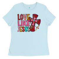 Baby Blue love like jesus Ladies Tee - OliviaCreatesArt