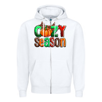 White cozy season with fall colors palette and pumpkin Zipper Hoodie - AdoDesignShop