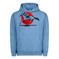 Pigment Pebble Blue horse racing Urban Hoodie - artisFamous