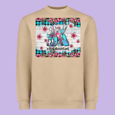 Da Dental Assistant Dentist Element With Flowers Heavyweight Sweatshirt Designed By Adodesignshop