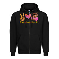 Black peace love donuts Zipper Hoodie - AdoDesignShop