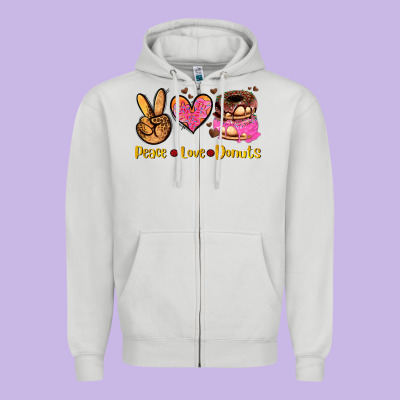 Peace Love Donuts Zipper Hoodie Designed By Adodesignshop