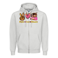 Dove Grey peace love donuts Zipper Hoodie - AdoDesignShop