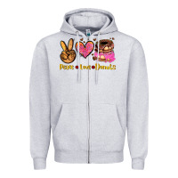 Heather Grey peace love donuts Zipper Hoodie - AdoDesignShop