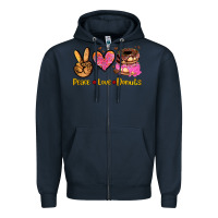 Navy peace love donuts Zipper Hoodie - AdoDesignShop
