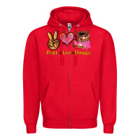 Red peace love donuts Zipper Hoodie - AdoDesignShop