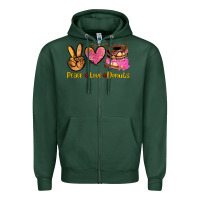 Sports Green peace love donuts Zipper Hoodie - AdoDesignShop