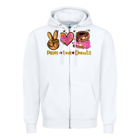 White peace love donuts Zipper Hoodie - AdoDesignShop