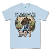 Dusty Blue Mama's Boy western Cowboy boots cactus Classic Tee - HowdyJamesFarm