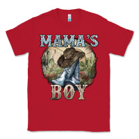 Red Mama's Boy western Cowboy boots cactus Classic Tee - HowdyJamesFarm