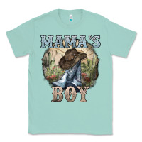 Seafoam Mama's Boy western Cowboy boots cactus Classic Tee - HowdyJamesFarm