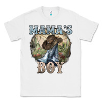 White Mama's Boy western Cowboy boots cactus Classic Tee - HowdyJamesFarm