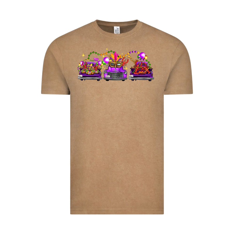 Mardi Gras Farm Trucks Vintage Tee by FaDigitalArtStudio | Teevron