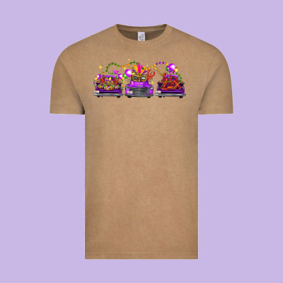 Mardi Gras Farm Trucks Vintage Tee Designed By Fadigitalartstudio