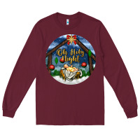 Burgundy oh holy night Long Sleeve Tee - BundleAndBundleShop