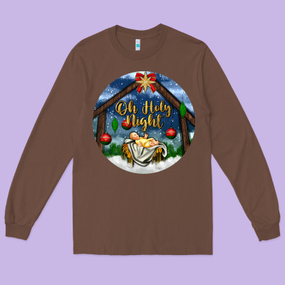 Oh Holy Night Long Sleeve Tee Designed By Bundleandbundleshop