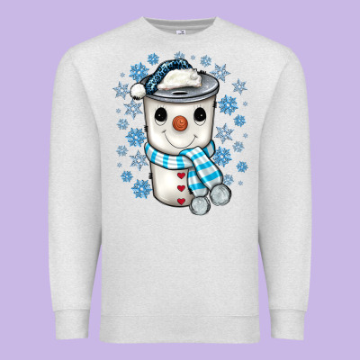 Snowman Coffee Cup Premium Sweatshirt Designed By Jahusdesignshop