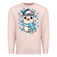 Pale Pink snowman coffee cup Premium Sweatshirt - JahusDesignShop