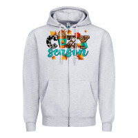 Heather Grey cozy season with coffee cup Zipper Hoodie - AdoDesignShop