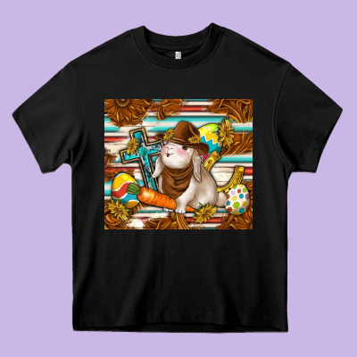 Western Bunny Heavy Core Tee Designed By Tumblerdesignbyshophia