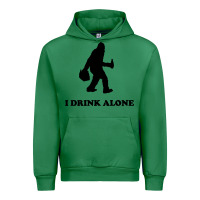 Emerald bigfoot sasquatch i drink alone Urban Hoodie - artisFamous