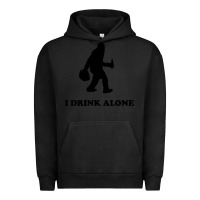 Pigment Black bigfoot sasquatch i drink alone Urban Hoodie - artisFamous