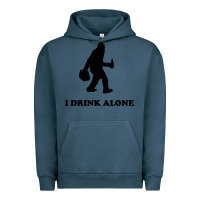 Pigment Midnight Navy bigfoot sasquatch i drink alone Urban Hoodie - artisFamous