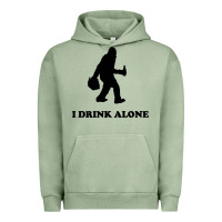 Pigment Oil Green bigfoot sasquatch i drink alone Urban Hoodie - artisFamous