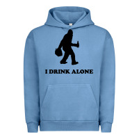 Pigment Pebble Blue bigfoot sasquatch i drink alone Urban Hoodie - artisFamous