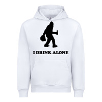 White bigfoot sasquatch i drink alone Urban Hoodie - artisFamous