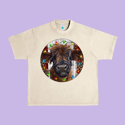 Western Christmas Calf Urban Heavy Tee Designed By Ranaportraitstore