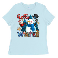 Baby Blue hello winter Ladies Tee - OliviaCreatesArt