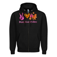 Black peace love cookies Zipper Hoodie - AdoDesignShop