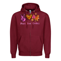 Burgundy peace love cookies Zipper Hoodie - AdoDesignShop