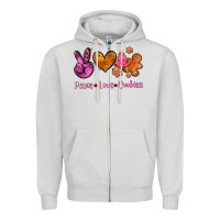 Dove Grey peace love cookies Zipper Hoodie - AdoDesignShop