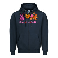 Navy peace love cookies Zipper Hoodie - AdoDesignShop