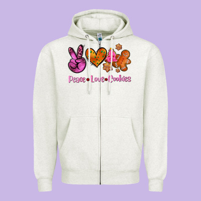 Peace Love Cookies Zipper Hoodie Designed By Adodesignshop