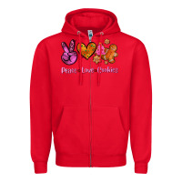 Red peace love cookies Zipper Hoodie - AdoDesignShop