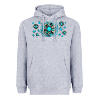 Heather Grey turquoise gemstone sunflower Heavyweight Hoodie - JahusDesignShop