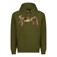 Army Green Gecko Lizard Illustrations Premium Hoodie - LillyAllenDesigns
