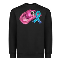 Black cowboy hat and cancer ribbon Heavyweight Sweatshirt - AdoDesignShop