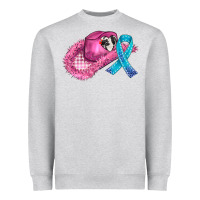 Heather Grey cowboy hat and cancer ribbon Heavyweight Sweatshirt - AdoDesignShop