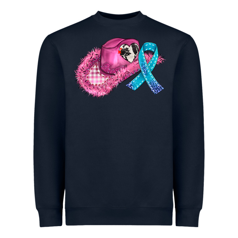 Cowboy Hat And Cancer Ribbon Heavyweight Sweatshirt by AdoDesignShop | Teevron