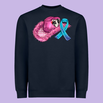 Cowboy Hat And Cancer Ribbon Heavyweight Sweatshirt Designed By Adodesignshop